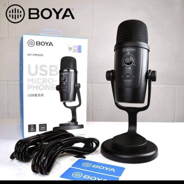 Copie BOYA Microphone à condensateur USB BY-PM500 avec support de bureau pour streaming, podcast, YouTube Windows Mac PC et Smartphone USB-C