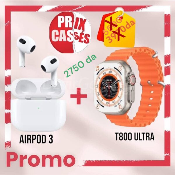 Pack promo a ne pas raté smartwatch t800 ultra  + AirPods 3 1er choix/Smartwatch Montre connectée