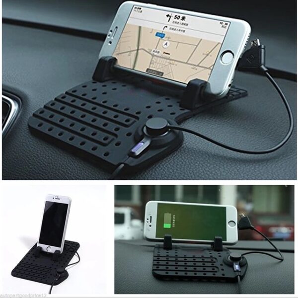 Support de voiture super flexible pour téléphone portable  en silicone - Noir