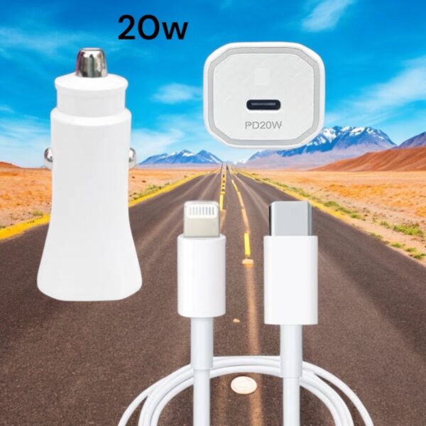 Chargeur auto avec cable IPHONE 20W USB c / très bonne qualité